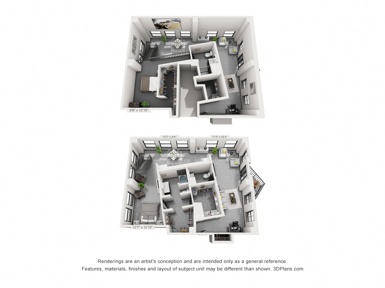 Floor plan for 2 beds, 2.5 baths, 1762 sqft